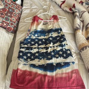 Men’s Large Tank top light small stain can’t see. Red white and blue